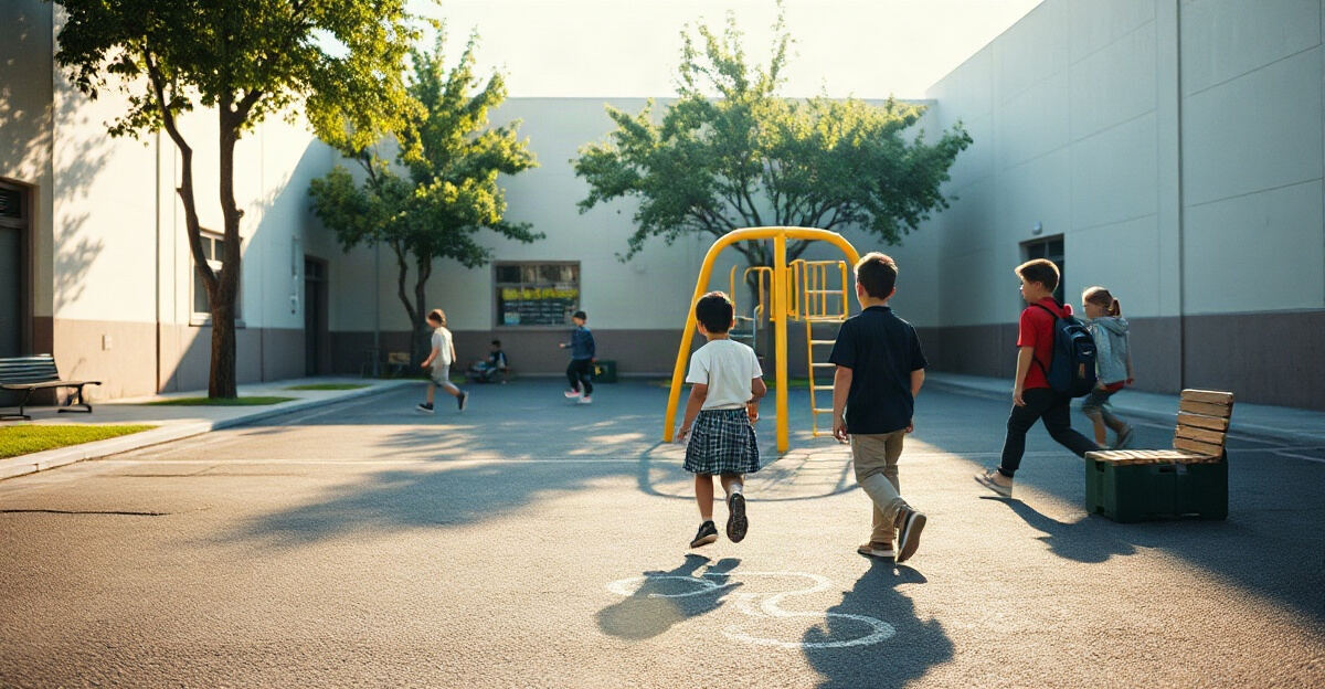 示意图(AI 生成)· 小学校园