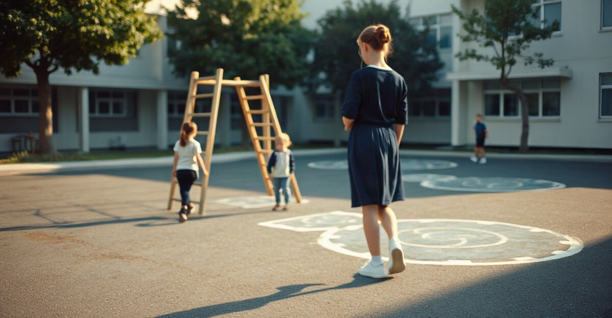 示意图（AI 生成）· 小学校园