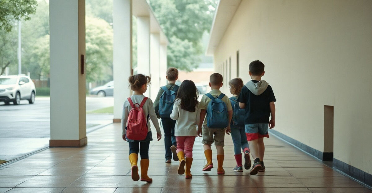 示意图(AI 生成)· 小学校园