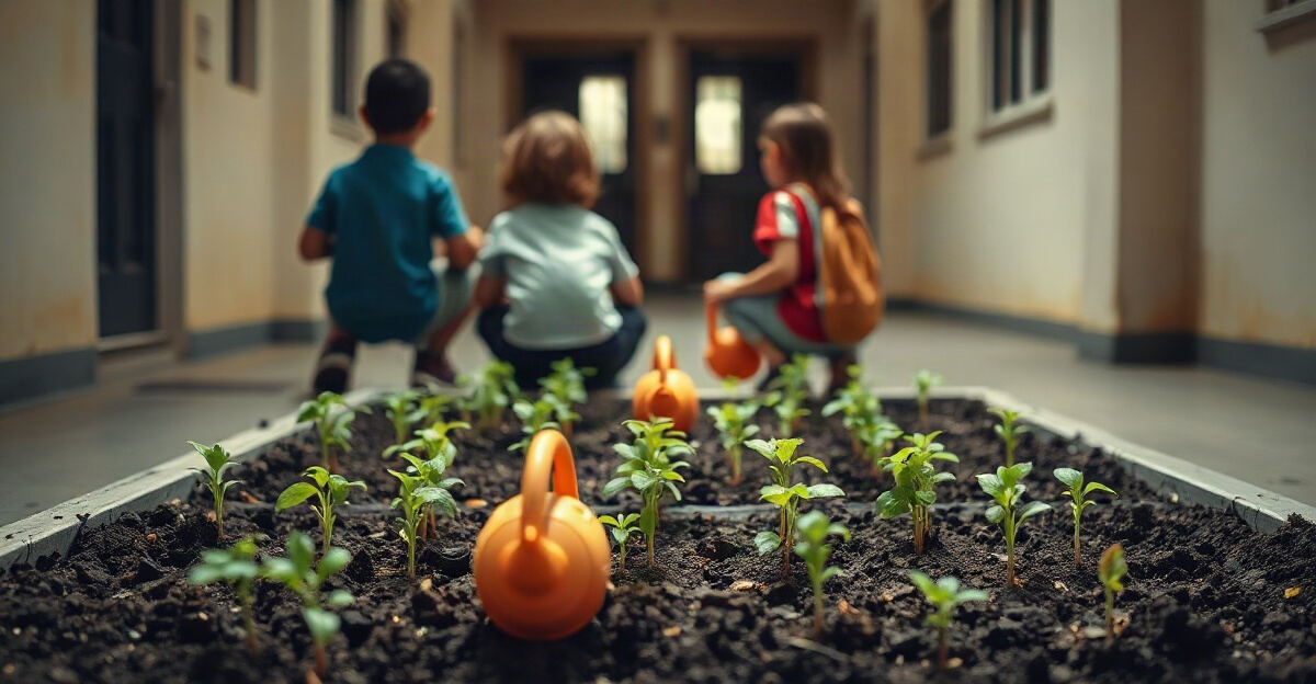 示意图(AI 生成)· 小学校园