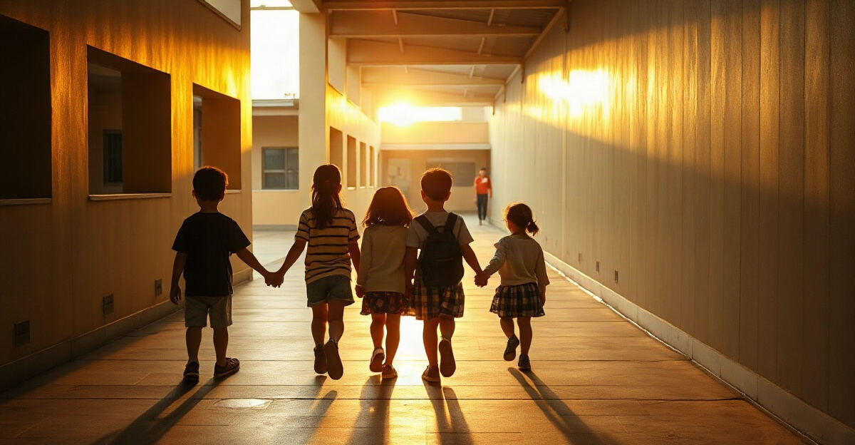 示意图（AI 生成）· 小学校园