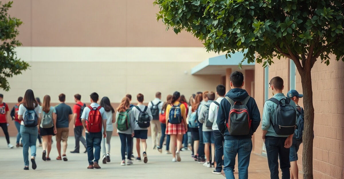 示意图(AI 生成)· 初中校园