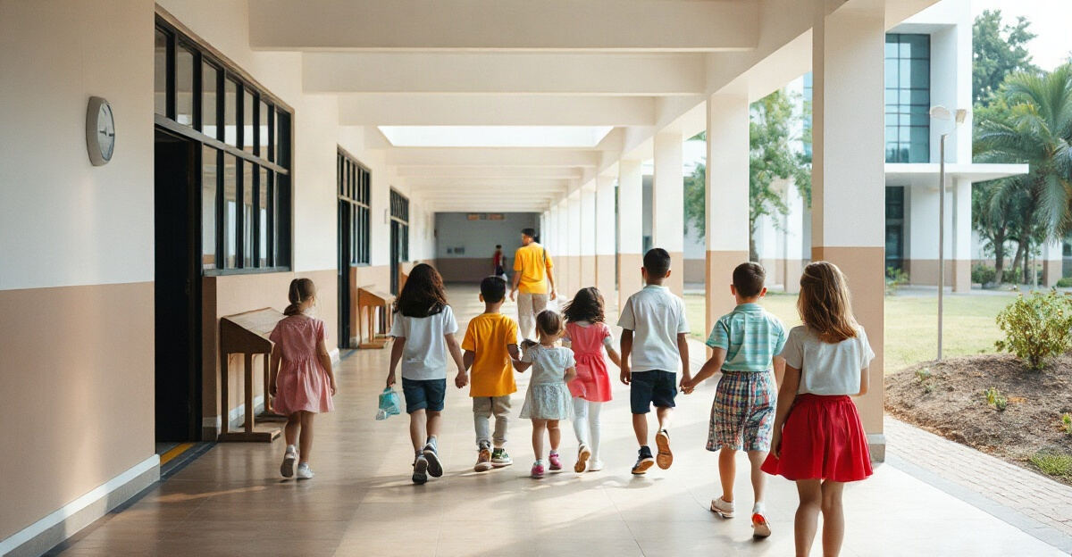 示意图（AI 生成）· 小学校园